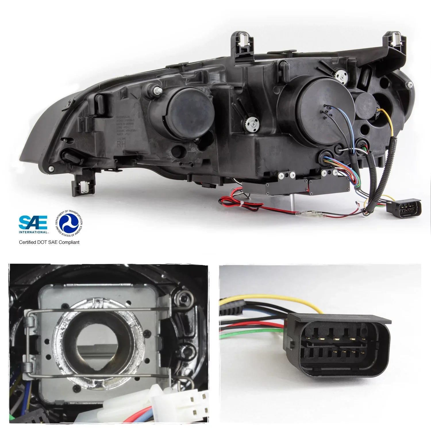 Pair [w/ HID LED AFS Driver Left+Passenger DRL Projector Headlights Black Model] X5 Right E70 2007-2010 Halo For BMW - AKKON