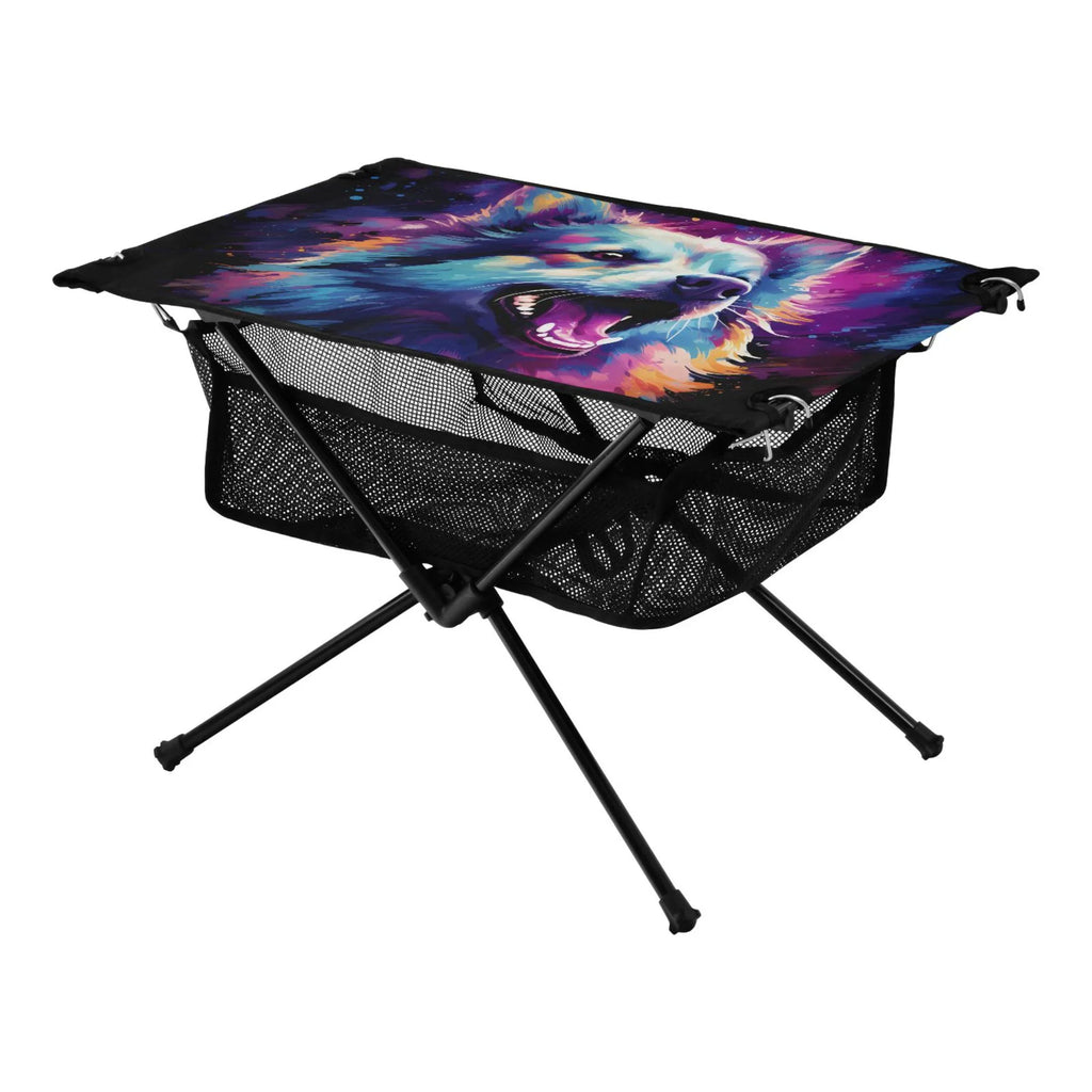 Table Fishing Foldable Beach Table Camping with BBQ Picnic Abstract for Cool Bag Outdoor Table Compact Wolf Hiking Storage mobile