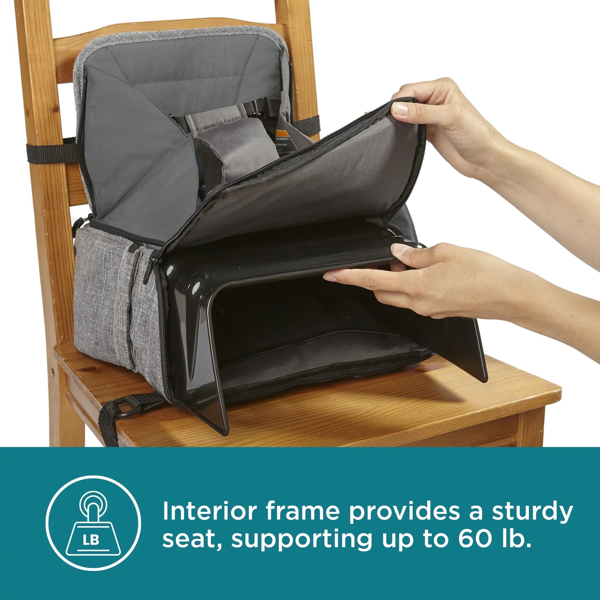 Bag, 2-in-1 Booster Diaper Seat Contours Backpack and transportable Explore Gray