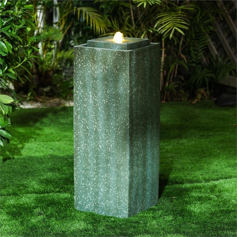 Lime Jeco Green With Poly-Resin in Fountain Contemporary Pillar Led Light