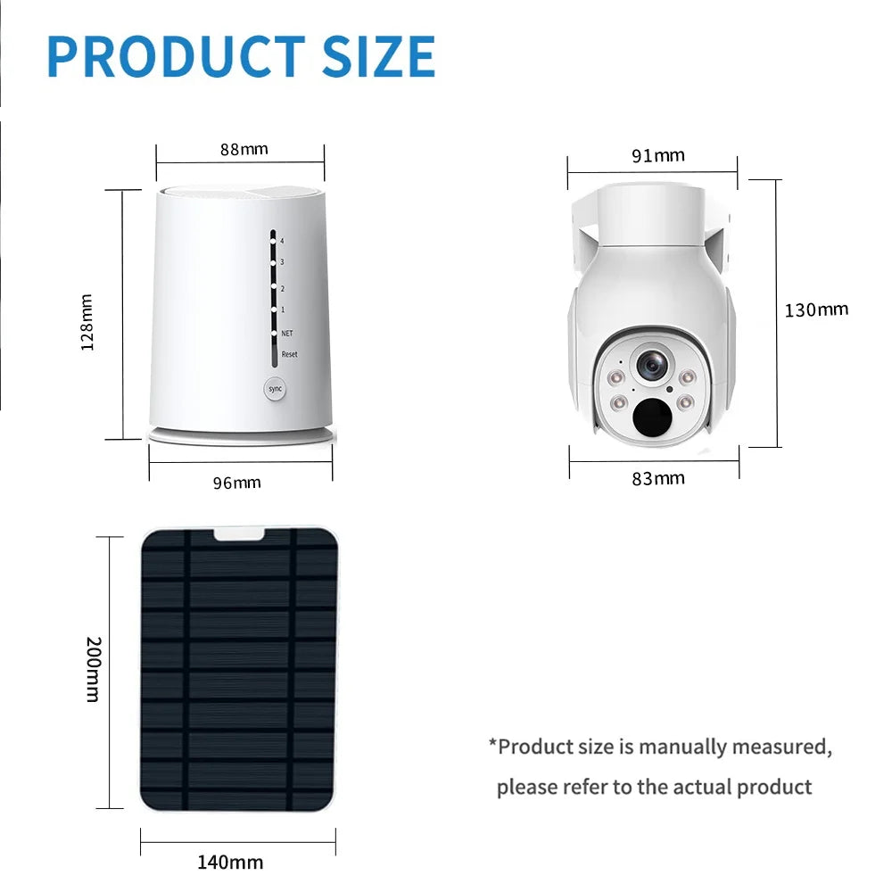Vision,Motion Kit VIKVIZ Camera Panels,4CH CCTV 4MP Rechargeable System Technology,Night IP Solar Battery with WiFi 2Pcs Base Station,Wireless Detection PTZ