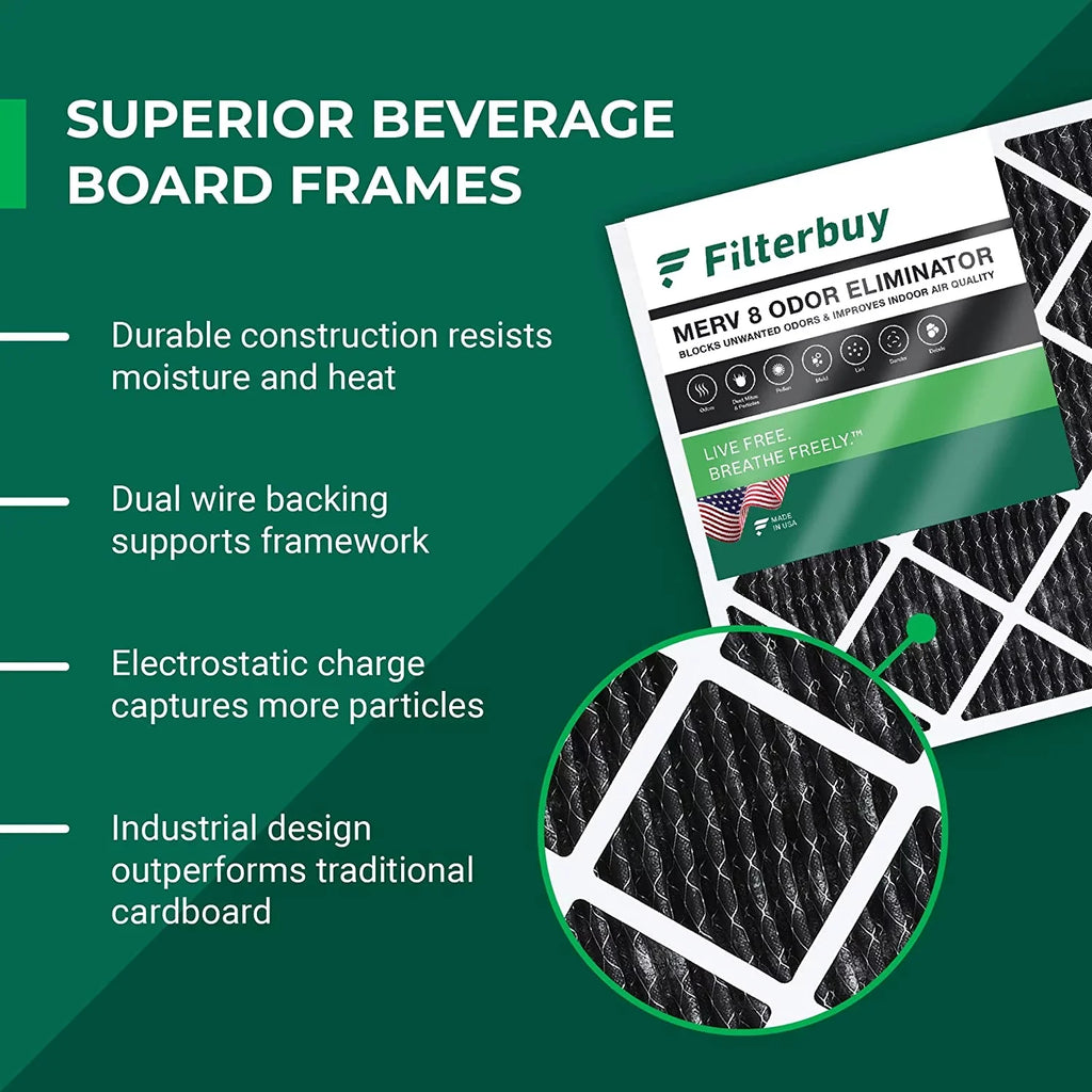 8 Filterbuy Furnace 16x24x1 HVAC Filters atmospheric MERV Activated (12-Pack) Eliminator Carbon Odor with AC Pleated