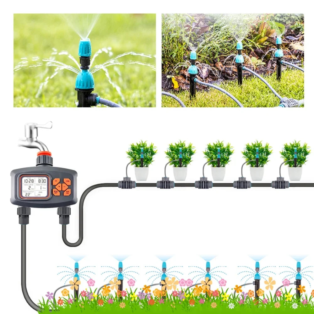 Smart Programmable Hose Timer Screen LCD Outlets Water Watering Garden Timer Timer Sprinkler Timer Irrigation for for Lawn 2 Automatic/Manual Yard Large
