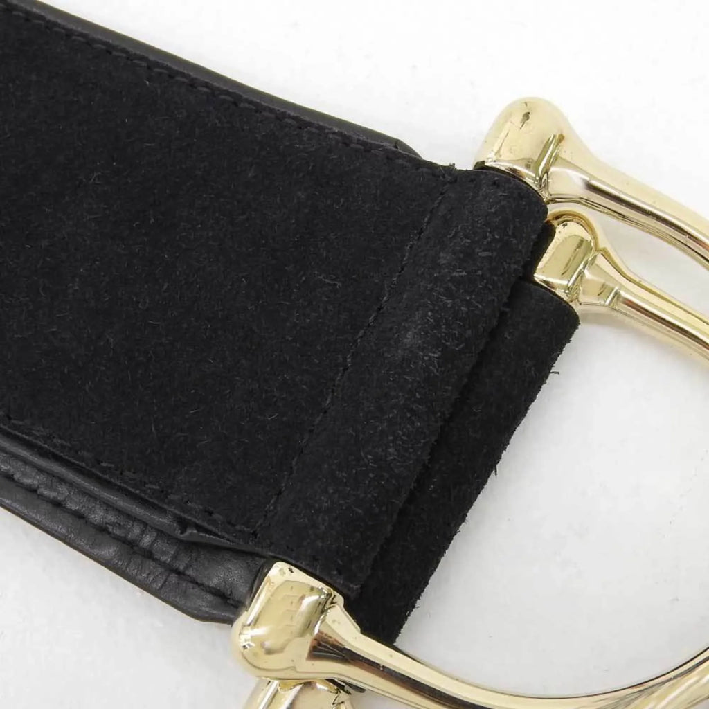wide belt suede (Good) fittings Pre-Owned Gucci XS waist black GUCCI gold metal