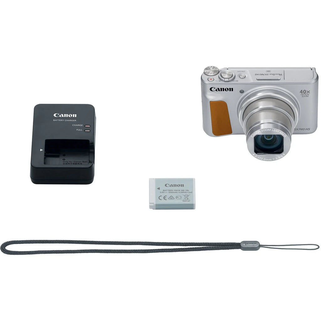 Digital Memory Shoulder Card+Camera Bundle Bag+Steady HS Accessory Tripod+Deluxe SX740 Camera PowerShot Gripster (Silver)+64GB Canon