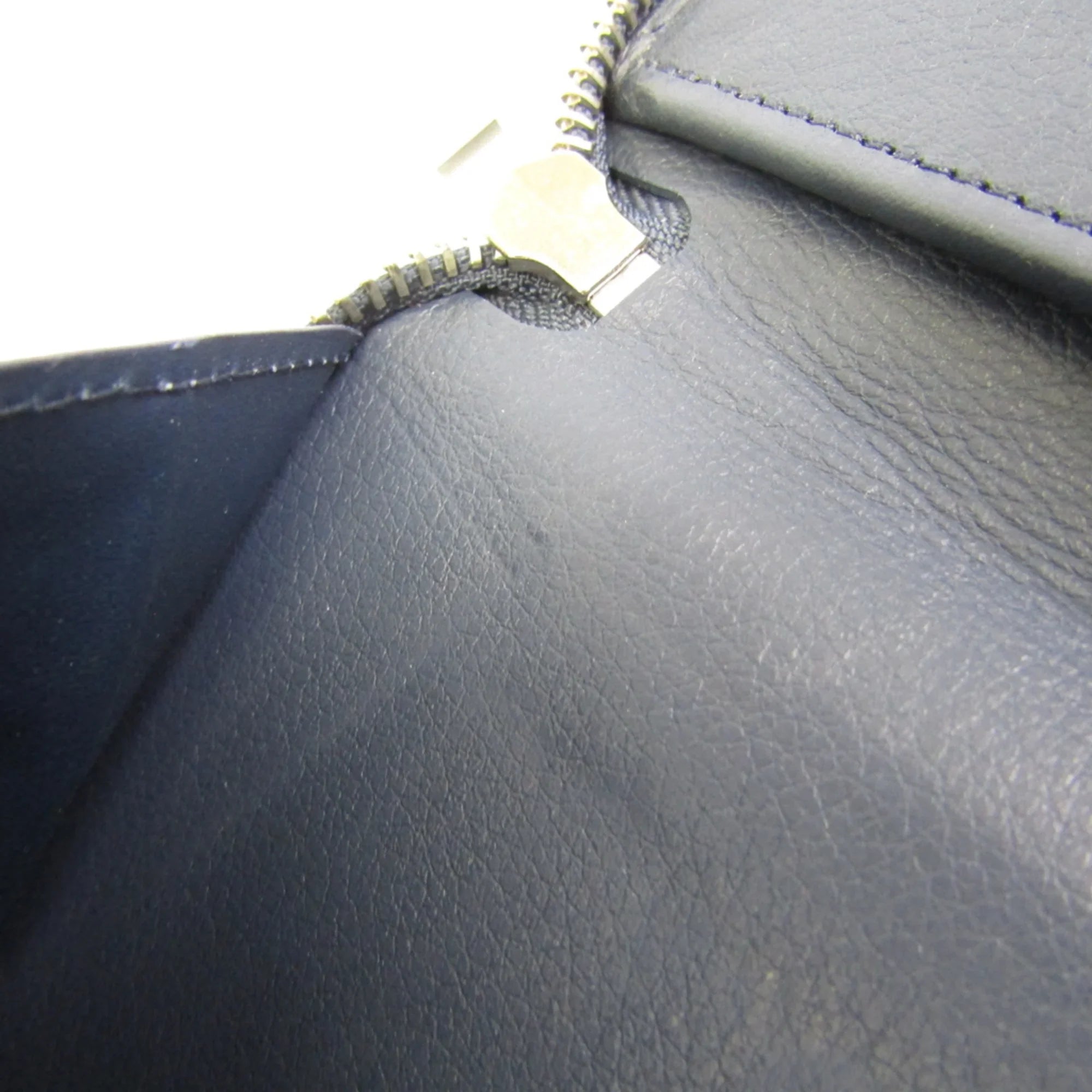 Vertical Louis Zippy Taurillon Leather (bi-fold) Wallet Long Vuitton Wallet Unisex Taurillon Navy M58823 (Good) Pre-Owned