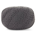Noble Gray Fabric Outdoor in Pouf Aria Weave House Modern Handcrafted Dark