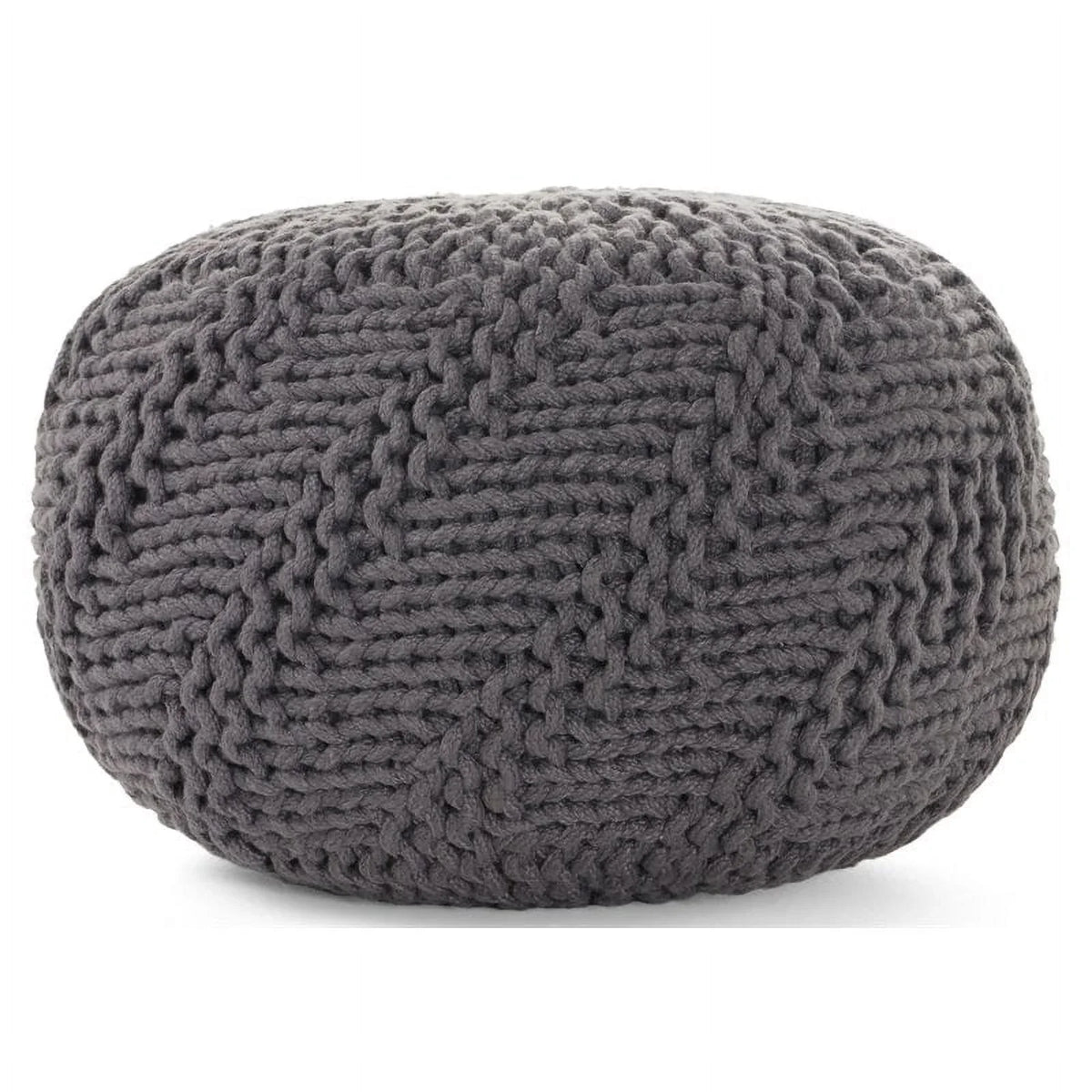 Noble Gray Fabric Outdoor in Pouf Aria Weave House Modern Handcrafted Dark