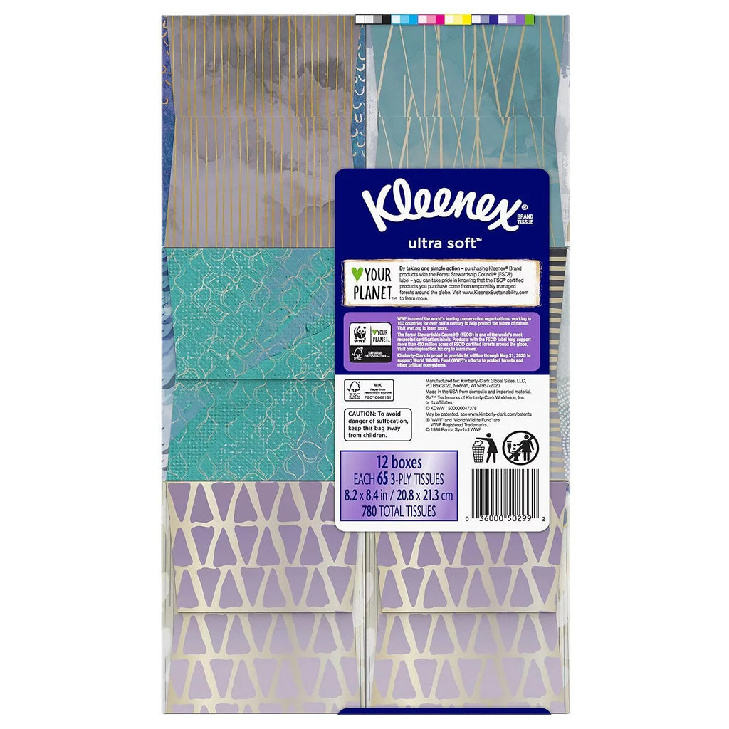 Boxes tissues) - Soft Pack, (12 Cube Tissues Ultra 65 Facial Kleenex