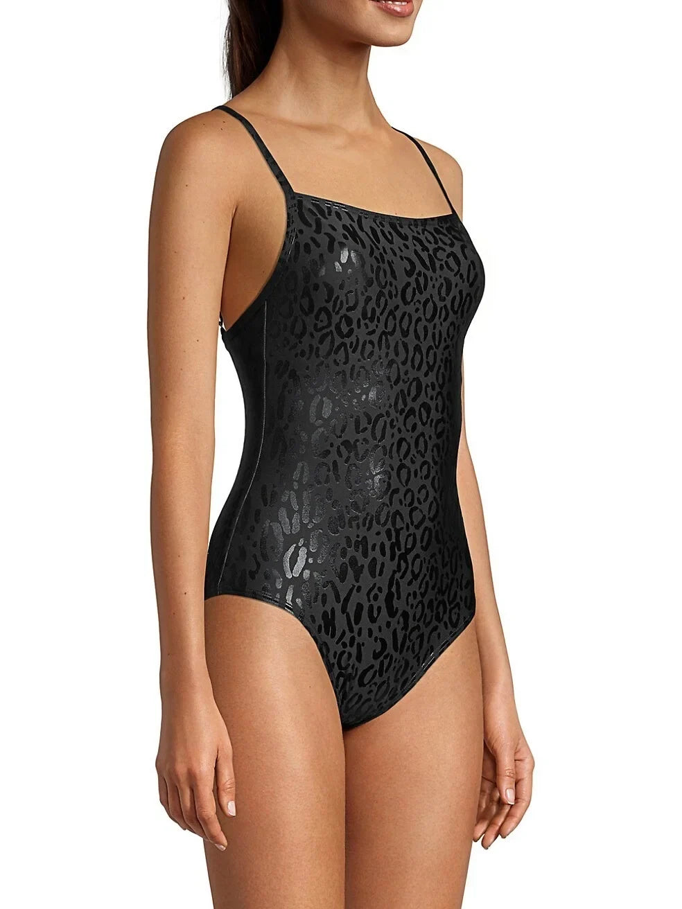 Leopard-Print DKNY One-Piece Swimsuit, Small BLACK US