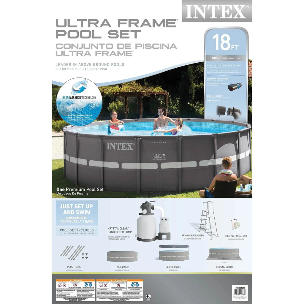 Ground 52" Intex 18' Filter x Frame Ultra Pump Pool Sand Set with Swimming Above