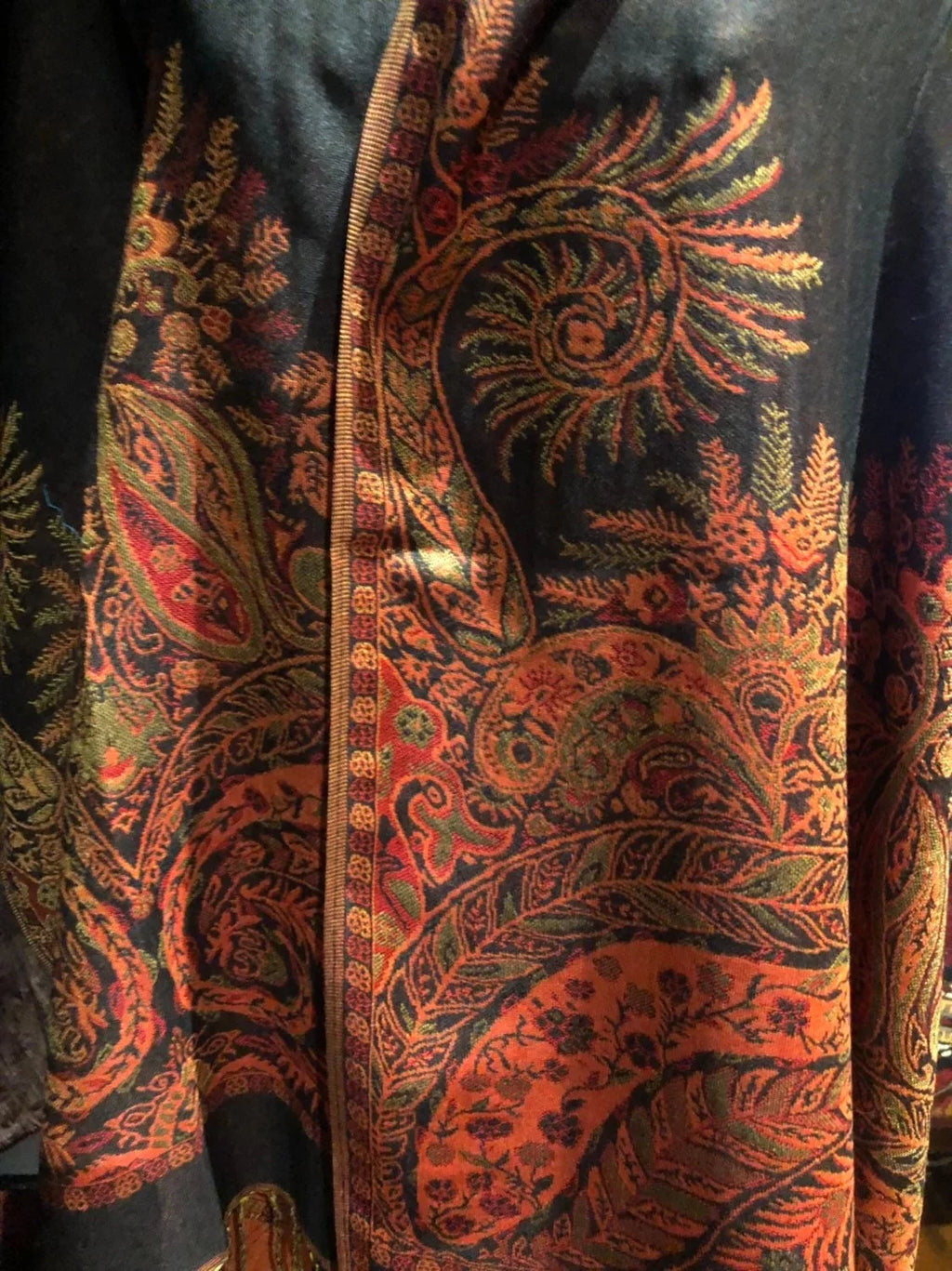 Brocade Red Black Vintage Wrap Pashmina Paisley Scarf