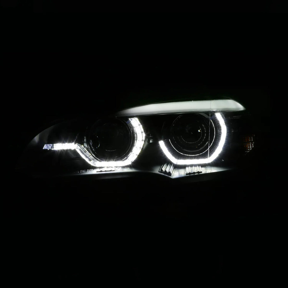 Pair [w/ HID LED AFS Driver Left+Passenger DRL Projector Headlights Black Model] X5 Right E70 2007-2010 Halo For BMW - AKKON