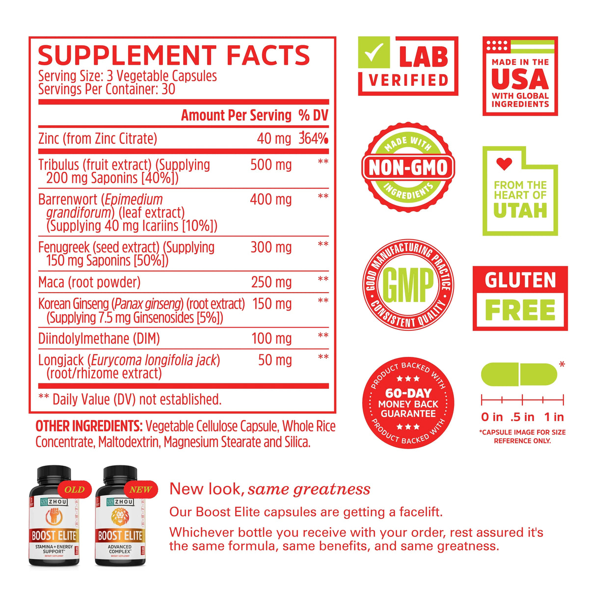 & Caps Formulated | Booster BOOST Energy Servings, Increase Test T-Levels Zhou Veggie 90 30 | ELITE to
