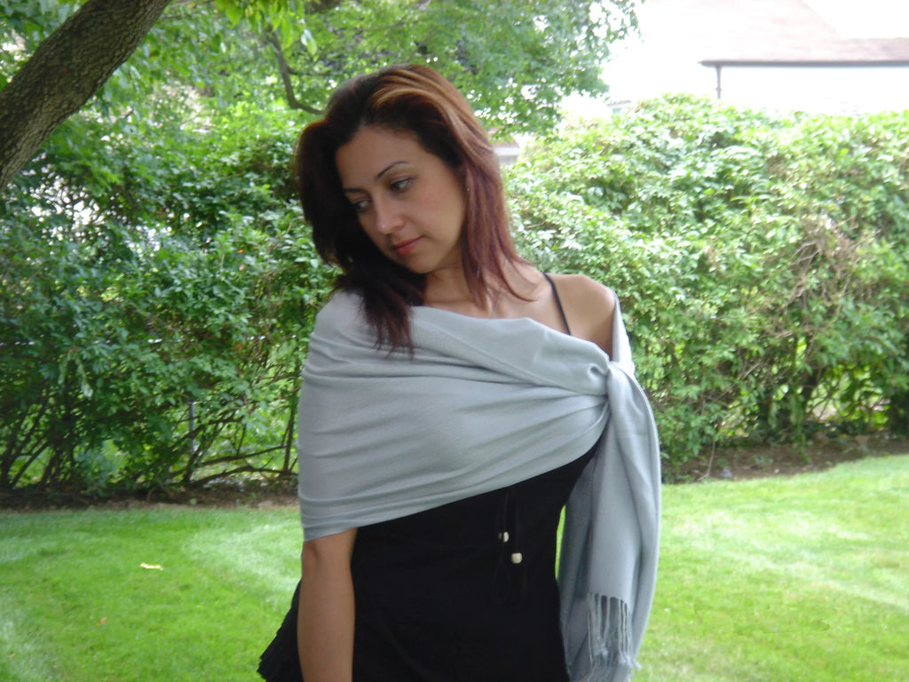 Grey) Shawl/Cashmere/Cashmere Scarf/Scarves/Shawl/Shawls/Stole/Wrap/Pashmina (Silver Scarf/Pashmina Scarf/Wool/Silk