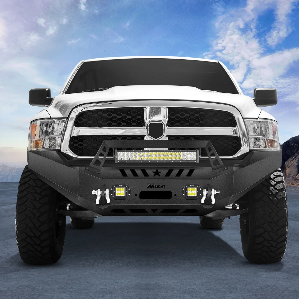 Solid for Width LED Full Light Compatible Light Bar with Steel 2018 Winch Years 2x18w 2013 Plate 2015 Pods Nilight Pickup Truck 2016 Ram 120W Front Bumper 2017 1500 Offroad 2014 2 Warranty Dodge
