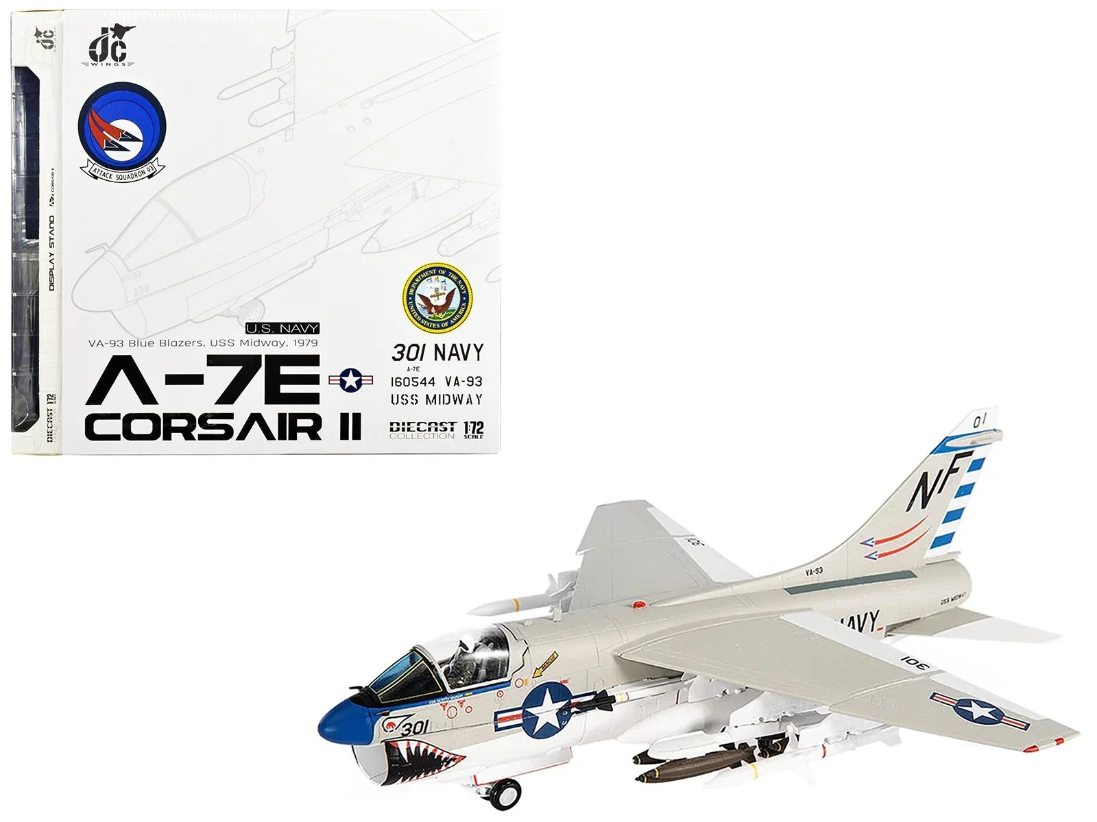 II (1979) "VA-93 by Blazers Aircraft Diecast States Attack JC 1/72 USS Wings Corsair Midway" United Blue Vought Model Navy A-7E