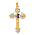 Oval 14k 5x3mm cross Pendant Tanzanite