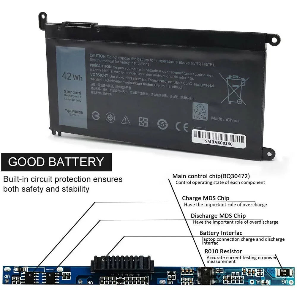 Battery Inspiron P66F 7573 WDX0R Dell 5565 42WH P69G P75F for CYMGM Series