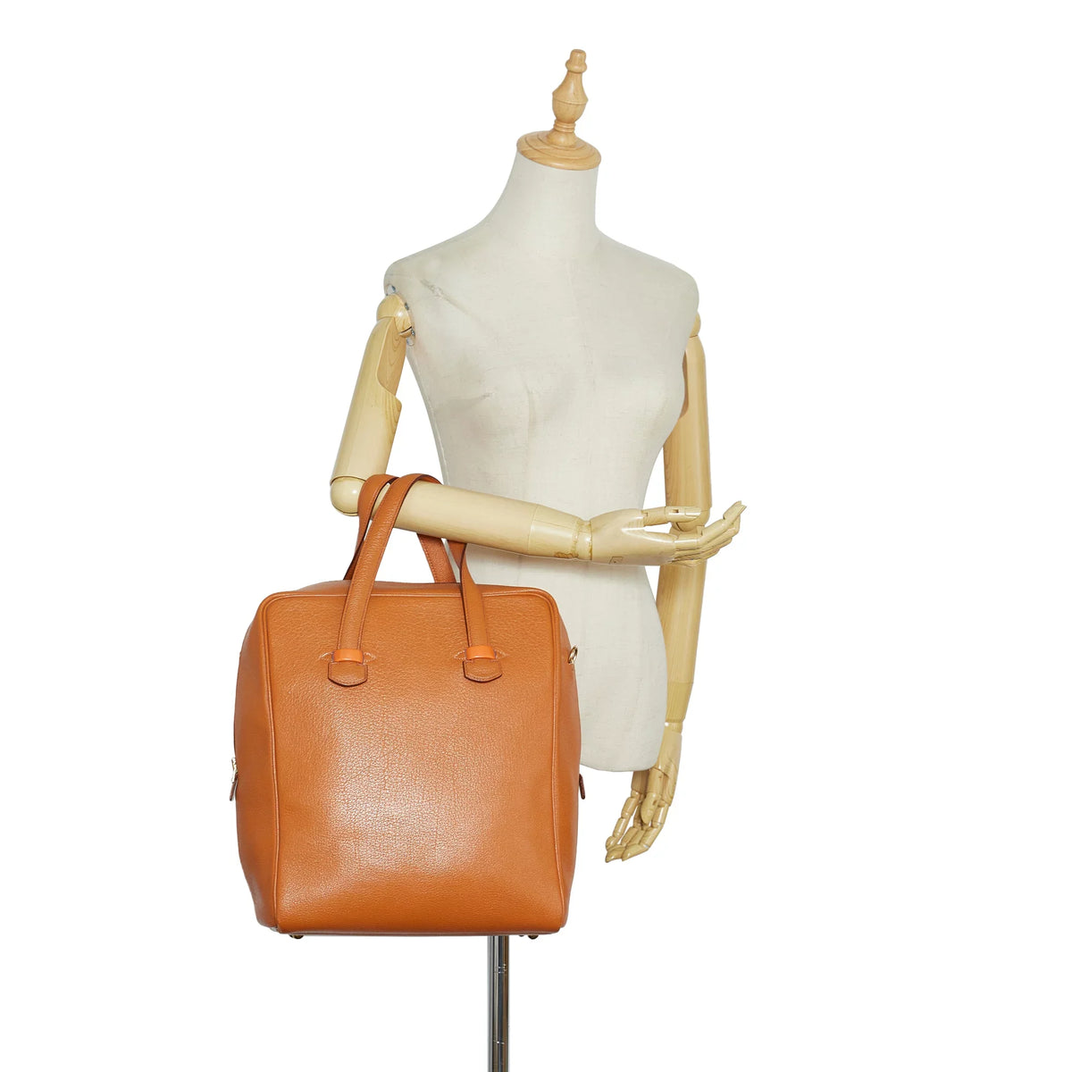 Calf Pre-Owned Galop Unisex Authenticated Tote Hermès (Good) Brown Leather Bag