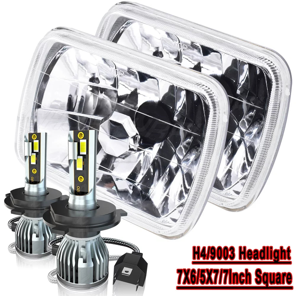 LED Beam For XJ 5X7 Wrangler Jeep Hi-Lo 7x6 Rectangle YJ Cherokee Headlights