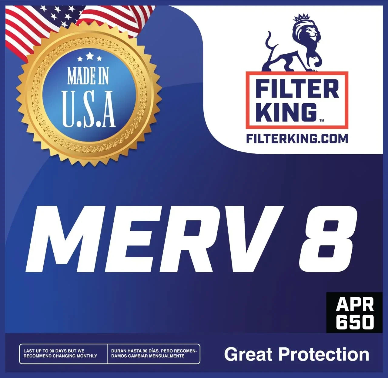 | .75" 4-PACK x Filter HVAC MERV Actual 20 x IN Filter 20x21.5x1a Size: | 21.5 Filters King oxygen Furnace USA | Pleated MADE A/C | 8