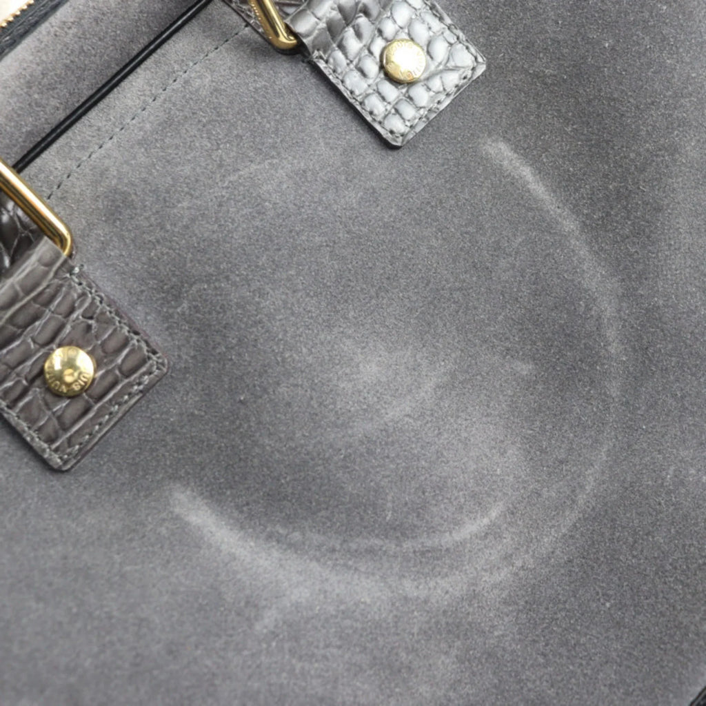 Gold Pre-Owned GM Vuitton Stamp LOUIS VUITTON Gray Hardware (Good) Black Leather Louis Bag Handbag Suede Calf M95237