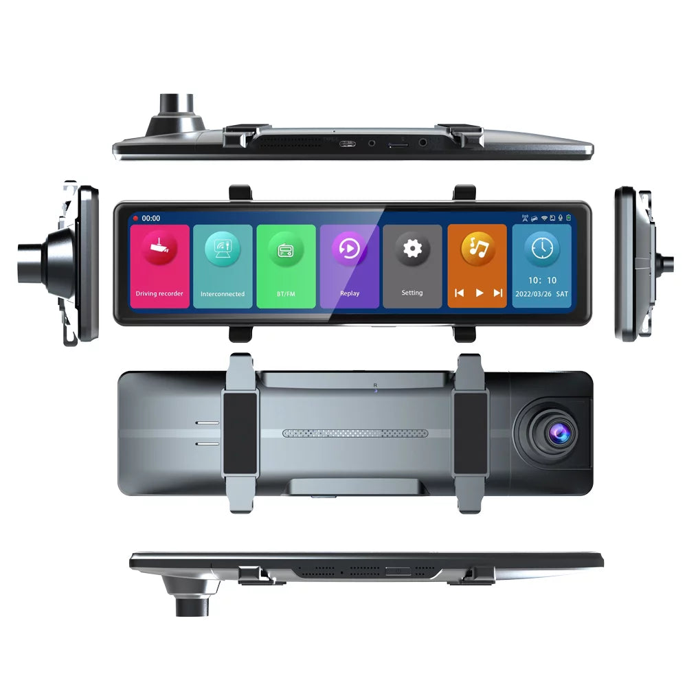 Screen Enhanced Pinnaco Recorder Touched Driving 3 2.5K Rearview Recorder Cam Mirror Dash Car Safety Auto BT Cameras Camera for Car Video Recording Camcorder Car Clear