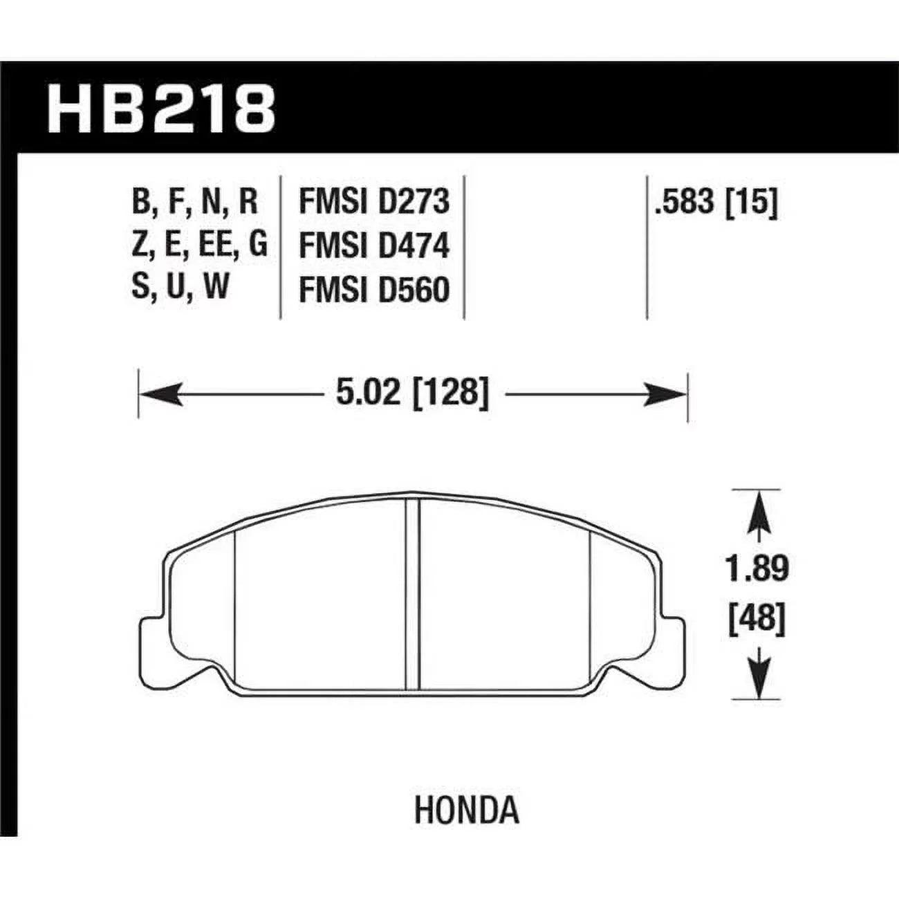 1988-1989 & Street GX DX Performance Civic HPS SI, 1998-2000 Hawk Civic Brake Pads CX 1992-2000 1988-2000 Front for
