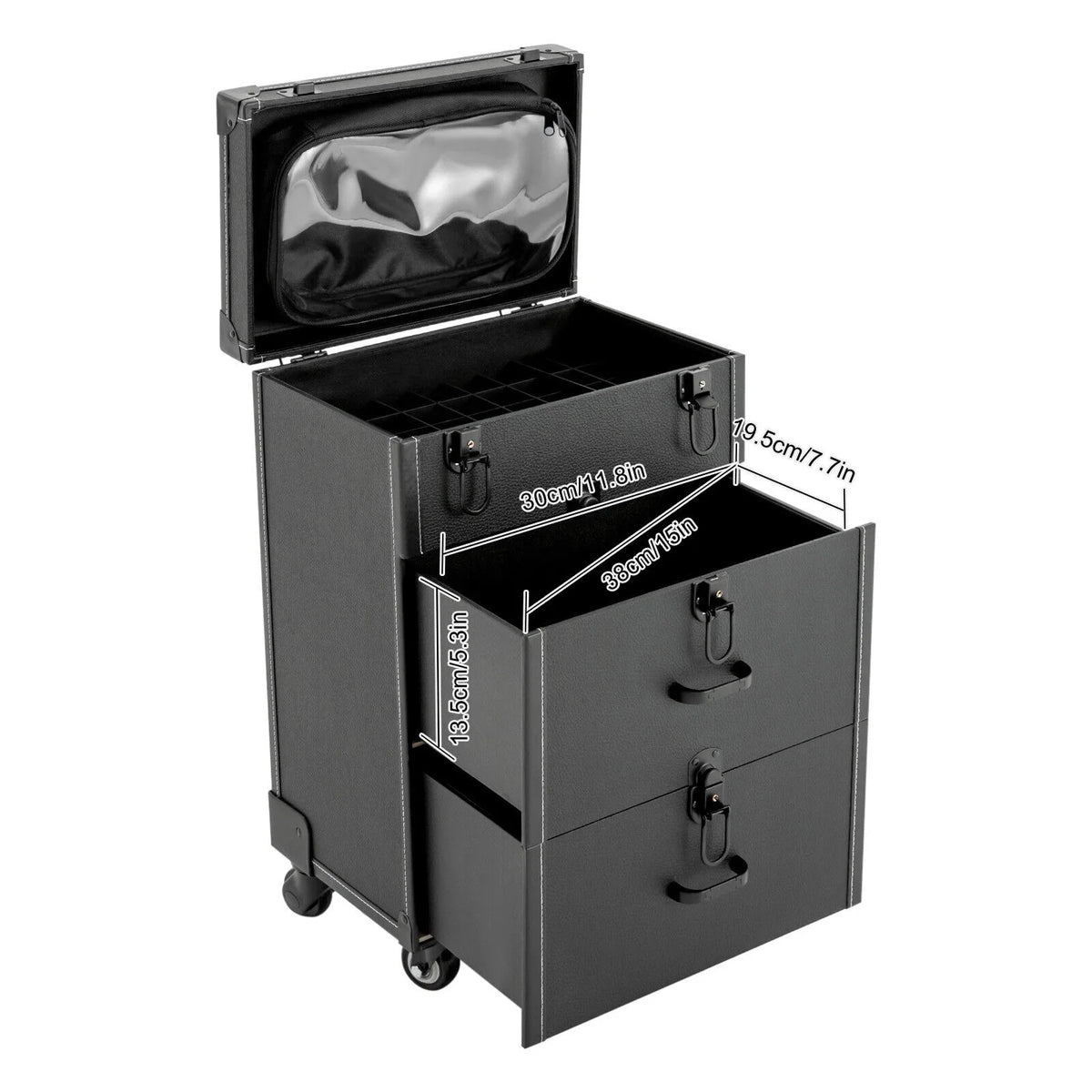 Polish Organizer 4 Train ZhdnBhnos Wheels Lock (Black) Box Rolling w/ Nail Storage & Case Luggage Trolley Makeup Cosmetic