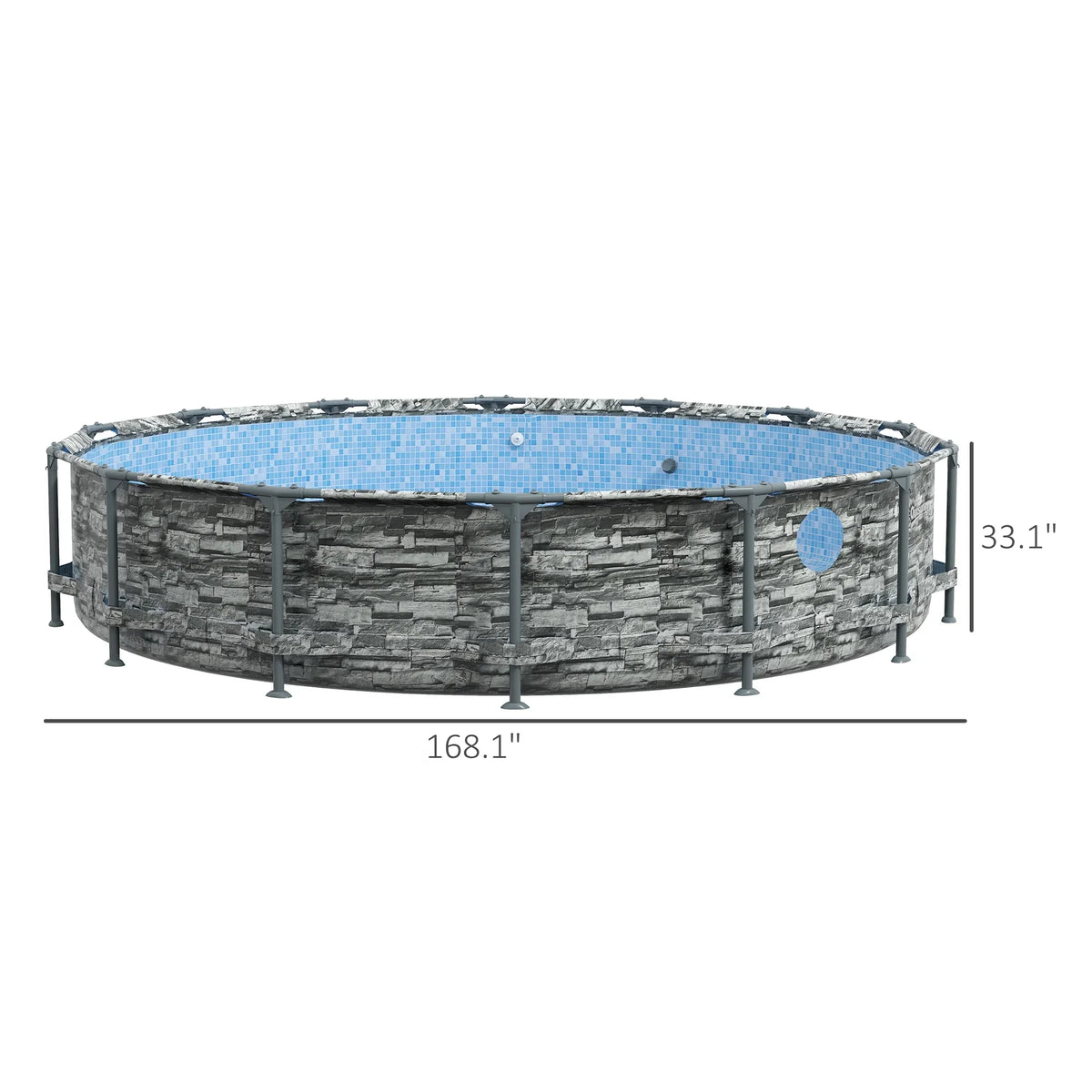 Brick Pool Ground Outsunny with Filter Pump, Frame Steel Above 14' Pool,