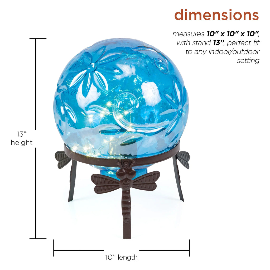 L Light-up Globe, 13" H Blue 10" x W Glass Corporation x Embossed 10" Alpine Gazing
