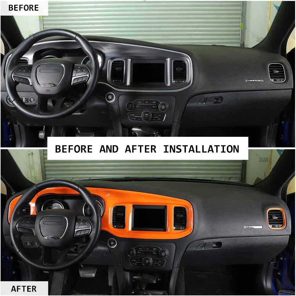 Panel 17x Console Cover Trim Center Dash Orange Teledu Kit Set