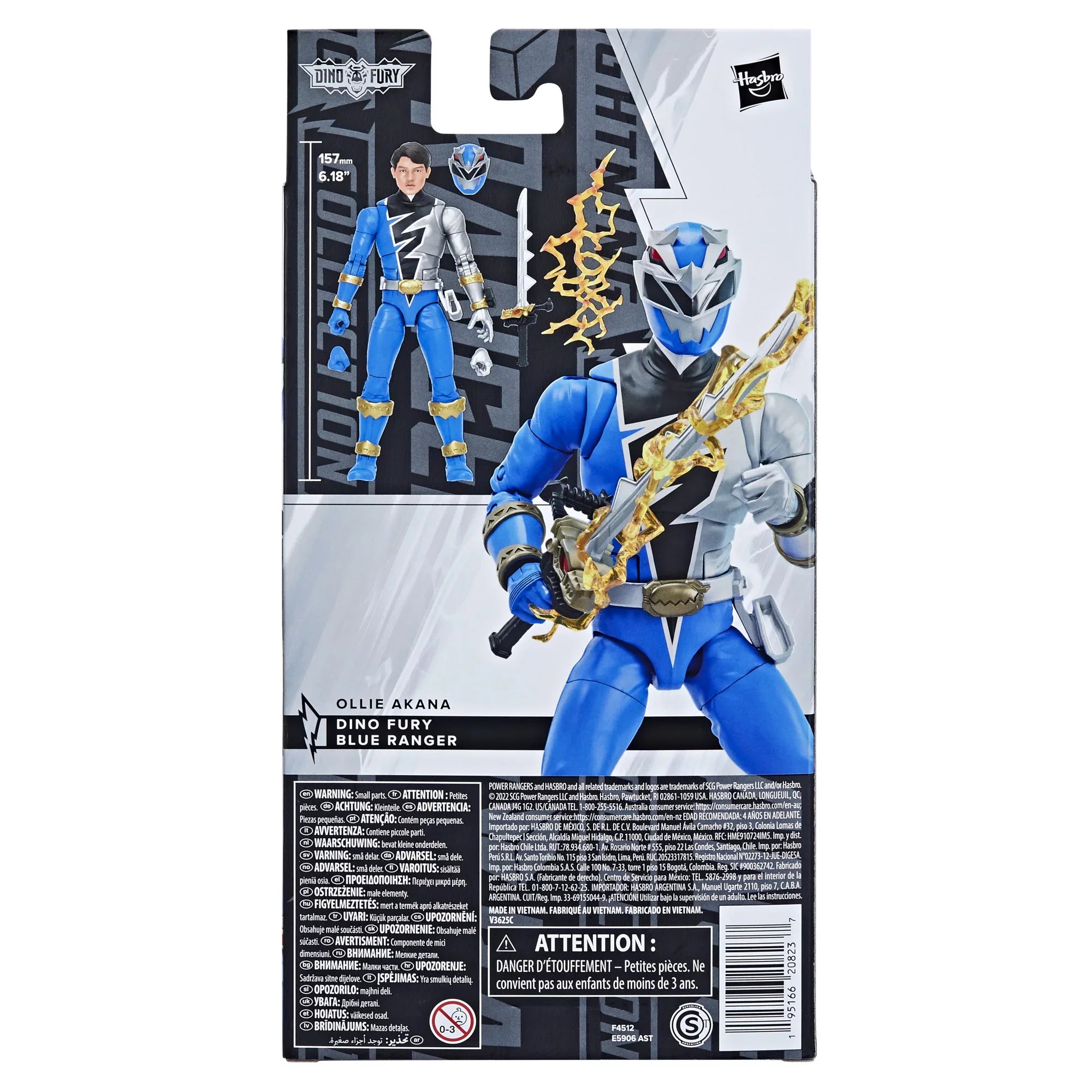 Fury 6-inch Premium Action Rangers Lightning Accessories Ranger Dino with Toy Collection Collectible Blue Power Figure
