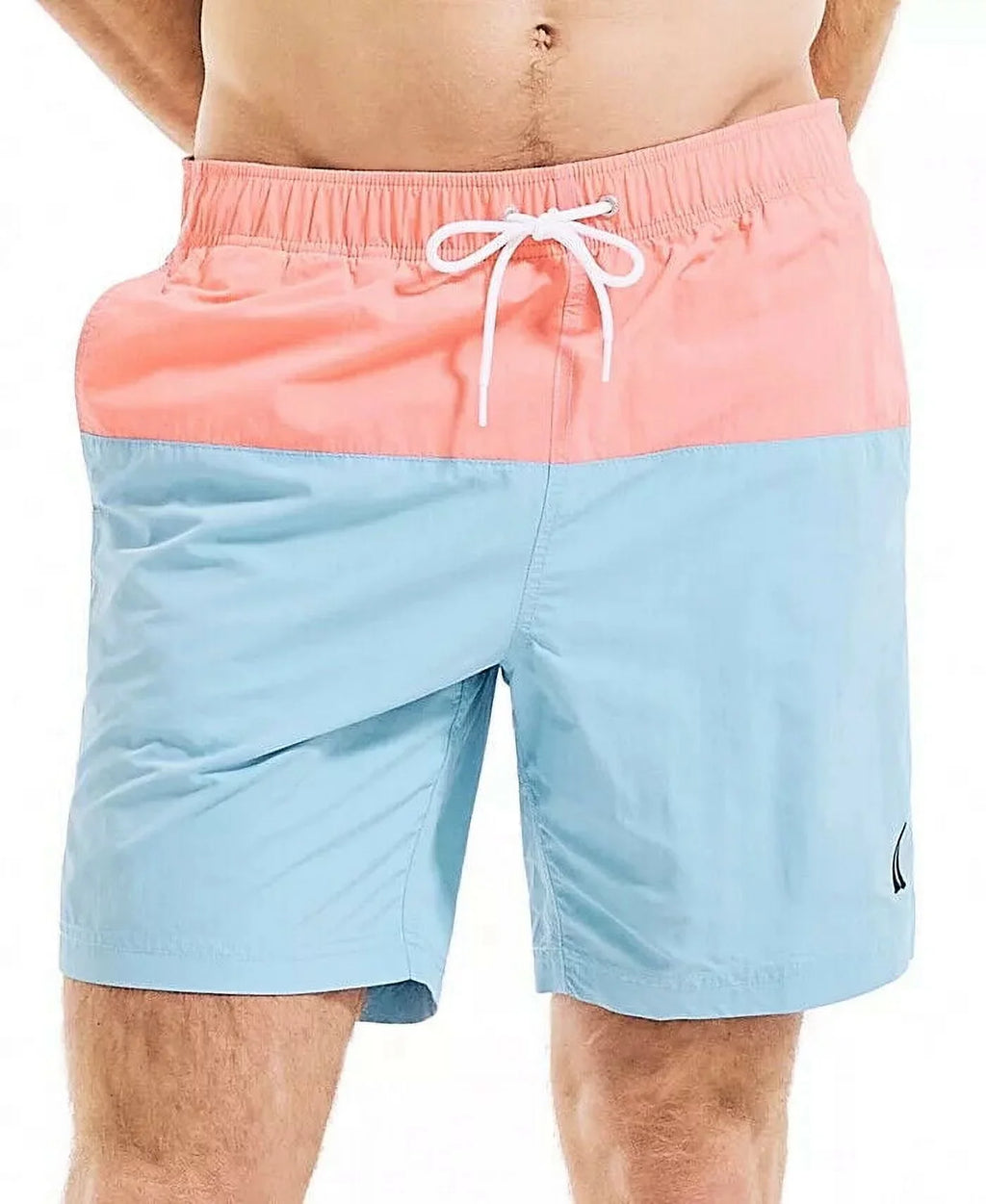 Swim 8" M in Nautica Trunks Alaskan T11005 Blue/Peach-Size Men's Colorblocked