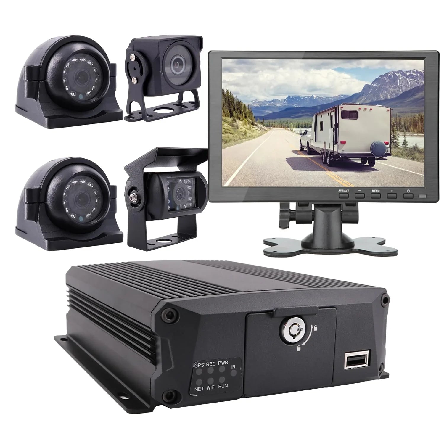 JOINLGO inches Car 1080P Screen MDVR DVR Waterproof 10 4 Video Front Channel Camera Side Car Vision Vehicle with AHD Mobile H.264 Kit View Recorder Rear Night 2.0MP
