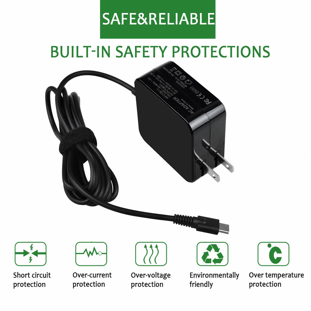 Lenovo 45W Gen 81QB for Chromebook 100e BOO USB-C Charger AC 2nd Compatible KONKIN Replacement Adapter Type 81MA