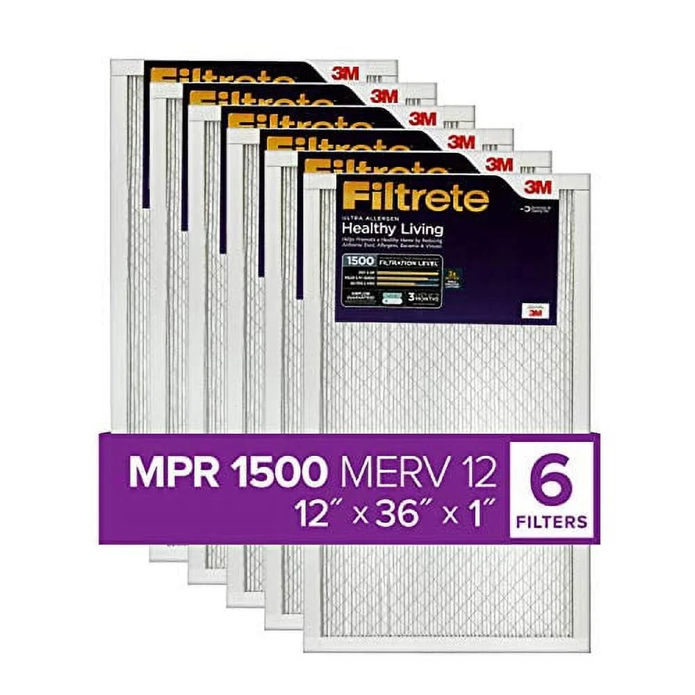35.69 Furnace oxygen 0.78) x AC 12x36x1, Filter, (exact 11.69 Ultra x Living 6-Pack Healthy dimensions 1500, Allergen, MPR Filtrete