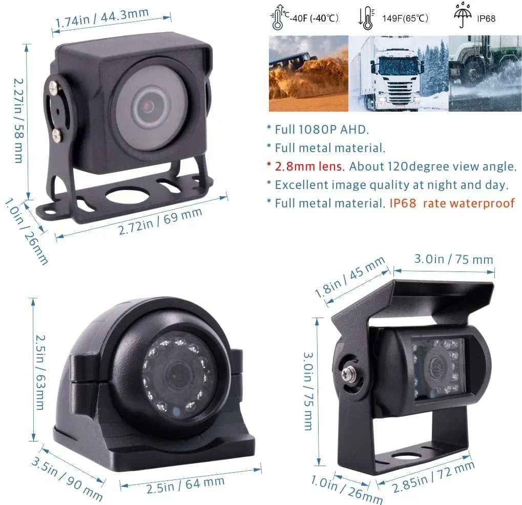 JOINLGO inches Car 1080P Screen MDVR DVR Waterproof 10 4 Video Front Channel Camera Side Car Vision Vehicle with AHD Mobile H.264 Kit View Recorder Rear Night 2.0MP
