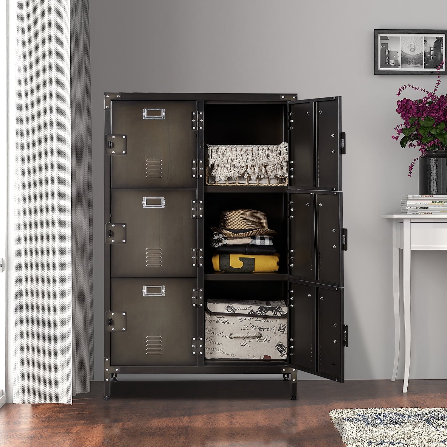 Metal for Steel Metal Bedroom Cabinet Locker Storage Employees STANI Shelf Locker Cabinets 47.3" Locker ,Office with Students Steel Gym School 2 Storage