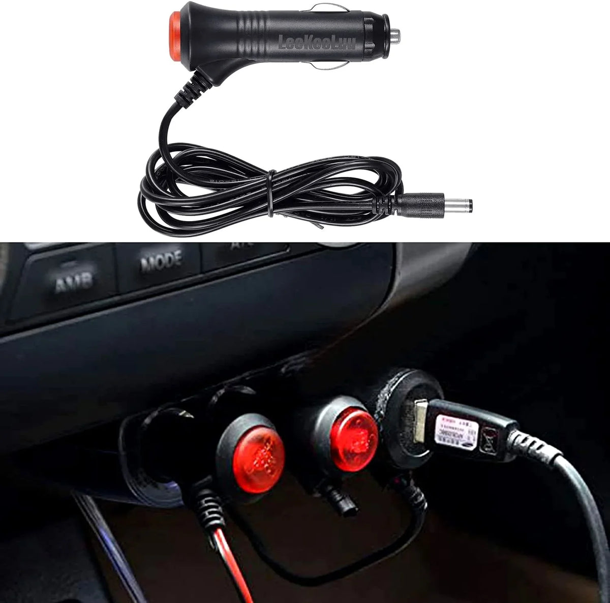 View with Safety Camera with Switch Plug ON/Off 6ft Monitor Charger Output Cable 12V-24V LeeKooLuu Lighter Cigarette Extension Adapter Cord Systems Rear Cord Car T9 Fuse for Built-in