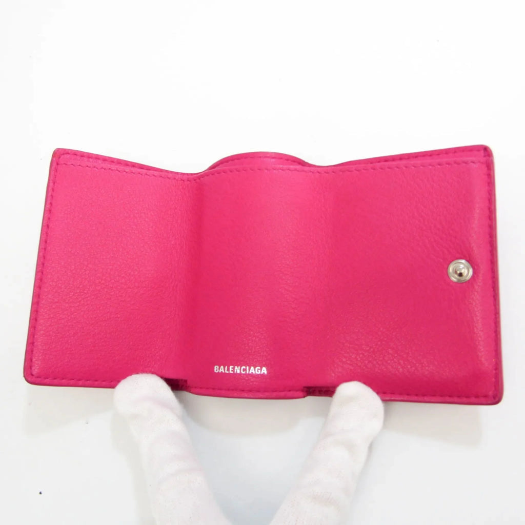 (tri-fold) Mini Leather Pre-Owned 391446 Papier Women's Pink Wallet Wallet (Good) Balenciaga