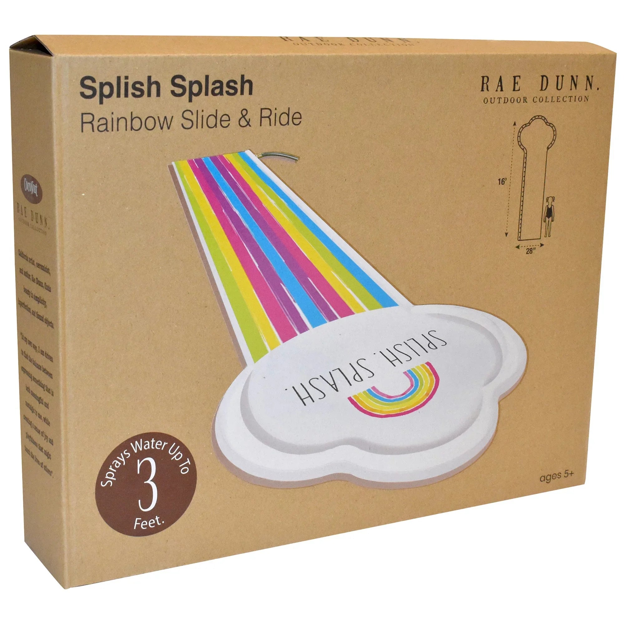 Rae Slide Durable Slide CocoNut Ride Splash Water Float, & Mat, Foot -16 Age Splish Sliding Dunn: 5+ Rainbow Sprinkler,