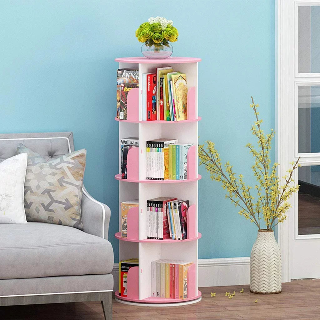 Organizer 4 Bookshelf Stackable 360° Tier Rotating Shelves