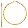 Men 2mm Tube Women Round and Teens; and for for Hoop and Yellow Gold Real Satin Adults Earrings; Diamond-cut 14kt