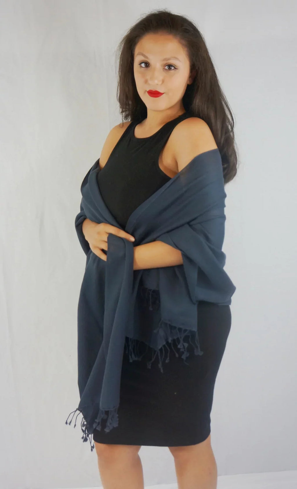 Shawl/Cashmere Shawl) Shawl/Shawls/Scarf/Scarves/Wrap/Stole/Muffler/Cape/Ruana/Blanket/Throw/Pashmina Regular Charcoal (Dark Scarf/Wool/Silk