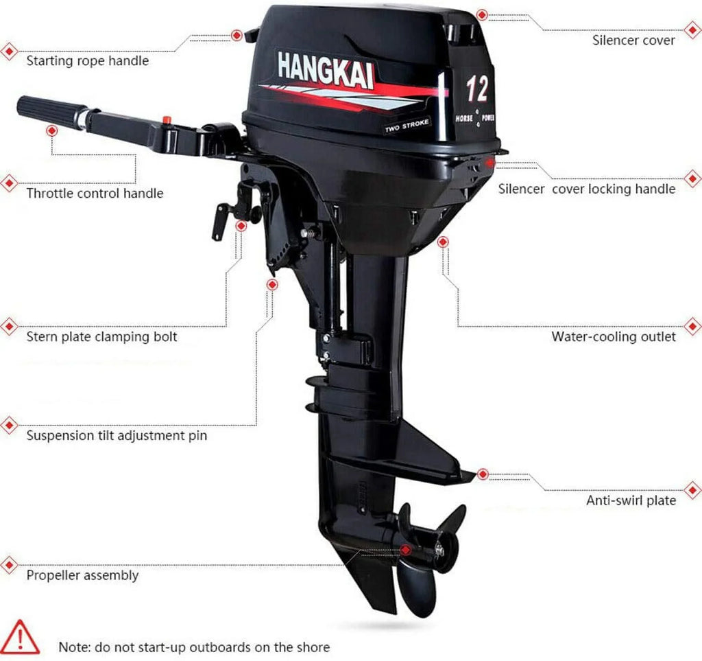12 2 Cooling Outboard HP Boat Motor Fishing System w/Water Stroke Engine FETCOI