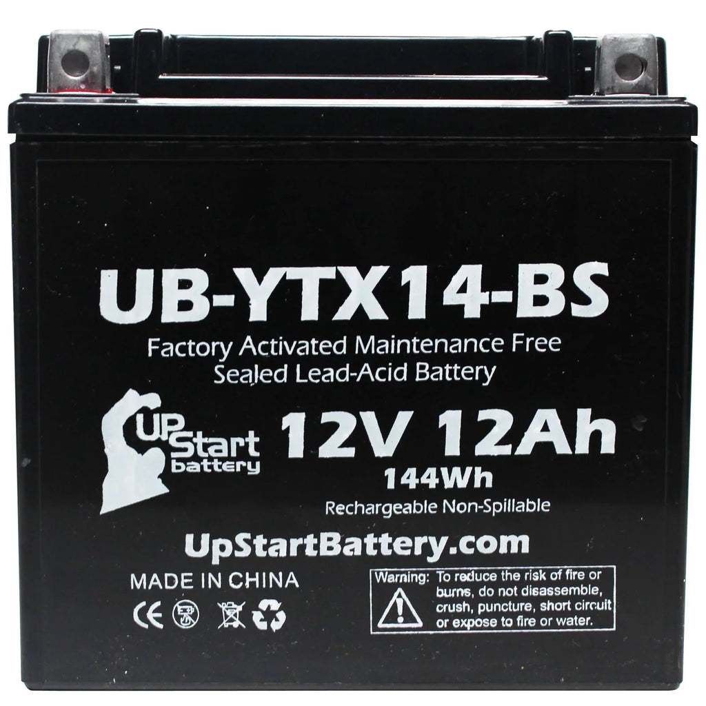 Battery 2011 - GS Factory 3-Pack F800ST, Maintenance 800 UB-YTX14-BS BMW Free, for Motorcycle 12V, Battery UpStart Activated, CC 12AH, Replacement