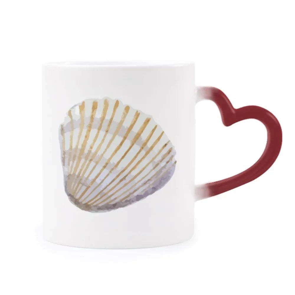 Marine Mug Cup Heat Stoneware Scallop Illustration Changing Red Life Sensitive Yellow Color