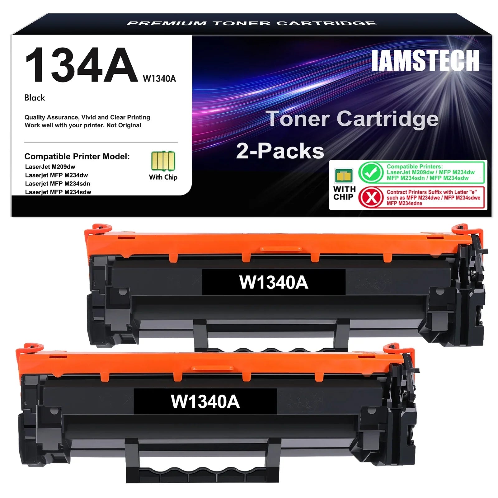 for M234sdn 134A W1340X M234sdw Cartridge Toner Printer Toner LaserJet 134X (Black, M234dw Ink for 2-Pack) 134X Compatible MFP HP W1340A 134A M209dw (with Chip) HP